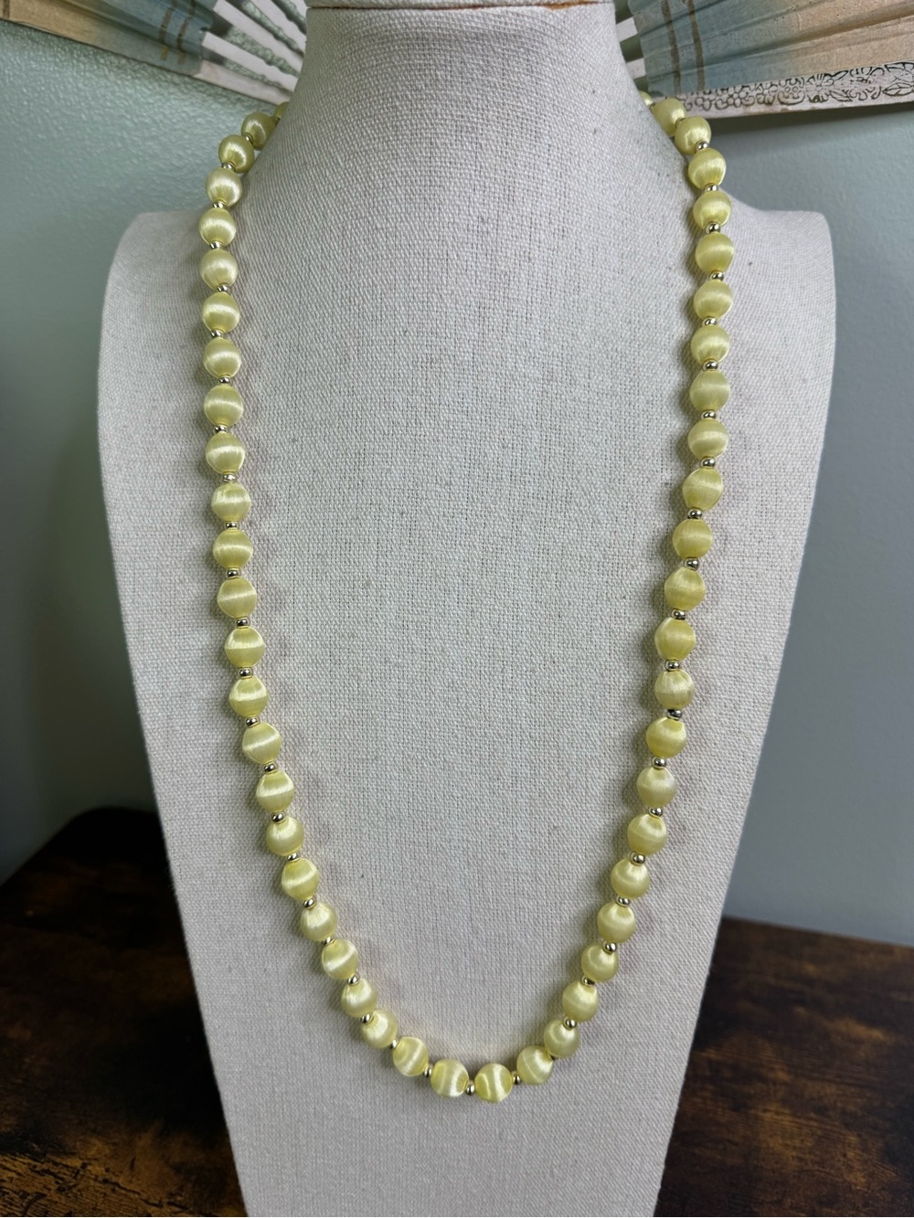 Vintage Lemon Yellow Satin Bead Necklace - 1960’s Nostalgia MOD Fashion
